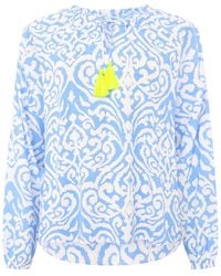 Zwillingsherz - Schlupfbluse "Ornamente" tollem Ornament Muster, Bindeband mit Tasseln - Lyst
