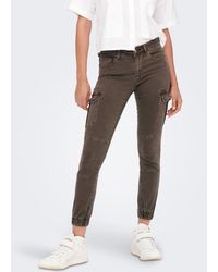 ONLY - Slim-fit- Cargo Jeans Hose Mid Waist Denim Jogger Pants ONLMISSOURI 4676 in Hellgrau - Lyst