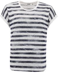 modAS - T-Shirt mit Streifen in Leinenoptik - Kurzarmshirt Maritim - Lyst