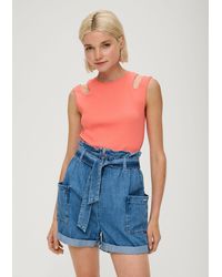 QS - Jeansshorts Jeans-Shorts Paper Bag / Relaxed Fit / High Rise / Semi Wide Leg Waschung - Lyst