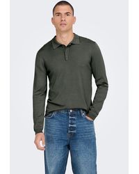 Only & Sons - Strickpullover Polo Langarm Shirt Basic Pullover ONSWYLER 5426 in Grün-2 - Lyst