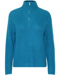 B.Young - Strickpullover Grobstrick Pullover Troyer Sweater mit Reißverschluss Kragen 6677 in Blau - Lyst