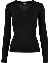 Urban Classics - Rundhalspullover Ladies Knitted V-Neck Sweater - Lyst