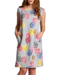 Caspar - Sommerkleid SKL033 leichtes knielanges Sommer Leinenkleid mit Punkte Print Luftig leicht - Lyst