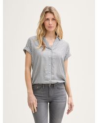 Tom Tailor - Kurzarmbluse Loose Fit Bluse mit Streifenmuster - Lyst