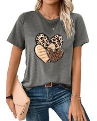 PYL - Print-Shirt Sommer Casual Basic Rundhalsshirt mit Kurzarm Locker Tee - Lyst