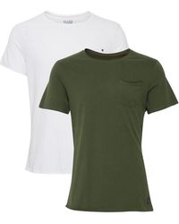 Blend - Einfarbiges Rundhals T-Shirt 2er Stück Set BHNOEL (1-tlg) 4033 in Weiß-Grün - Lyst