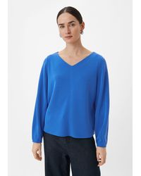 Comma, - Sweatshirt Langarmshirt aus weichem Scuba Stickerei - Lyst