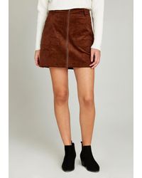 Apricot Minirock »Zip Through Corduroy Skirt« mit Reißverschluss - Braun