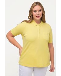 Ulla Popken - T-Shirt Poloshirt Ajour-Rhomben Polokragen Halbarm - Lyst