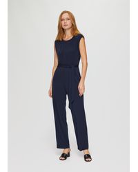 S.oliver - Overall Fließender Jersey-Jumpsuit mit Falte und ü Bindegürtel - Lyst