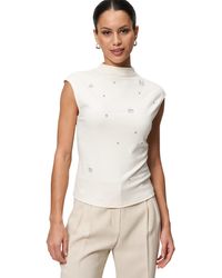 Zero - Kurzarmshirt Shirt mit Strass und Blumen (1-tlg) Ziersteine - Lyst