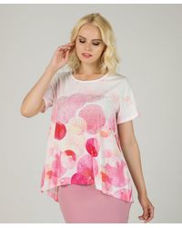 Passioni - Rosa T-Shirt mit Strasssteinen und Muster - Lyst