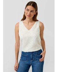 S.oliver - Blusentop Bluse Ärmelloses Chiffon-Top Mit V-Ausschnitt Und Floralem Muster - Lyst