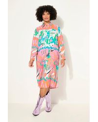 Angel of Style - Hemdblusen-Midikleid Allover-Druck Knopfleiste - Lyst