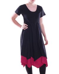 Vishes - Midikleid knielanges Kleid Baumwolle Casual Patchwork hohe Taille Alternative Bekleidung - Lyst