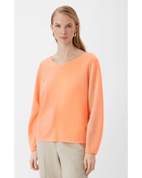 Comma, - Sweatshirt Langarmshirt aus weichem Scuba Stickerei - Lyst