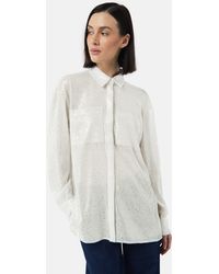 Comma, - Langarmbluse Festive Oversize-Hemdbluse mit Pailletten - Lyst