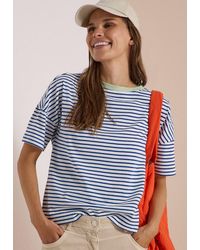 Cecil - T-Shirt Jerseyshirt Mit Streifen, Baumwolle - Lyst