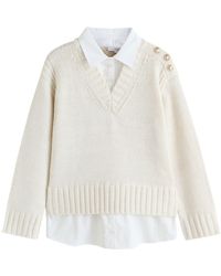 Next - Pullover Strickpullover mit V-Ausschnitt und Hemdlage (1-tlg) - Lyst