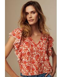 Laura Ashley - Rüschenbluse Top mit V-Ausschnitt (1-tlg) - Lyst