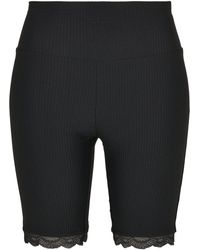 Urban Classics - Stoffhose Ladies High Waist Rib Lace Hem Cycle Shorts (1-tlg) - Lyst