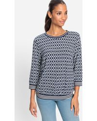 Olsen - Rundhalsshirt (1-tlg) Mit gestreiftem Gummizug an Ärmelabschlüssen und Saum - Lyst