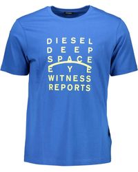 DIESEL - T-Shirt Blau: Kurzarm, Rundhals, Logo-Print - Lyst