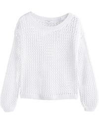 Next - Strickpullover Schulterfreier Pullover mit Mesh und Häkelbesatz (1-tlg) - Lyst