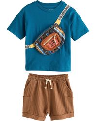 Next - & T-Shirt mit Gürteltasche und Shorts Baumwolle (2-tlg) - Lyst