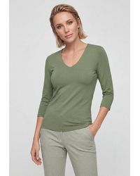 Olsen - T-Shirt Mit V-Ausschnitt Und 3/4-Ärmeln - Lyst