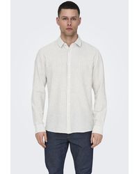 Only & Sons - Kurzarmhemd ONSCAIDEN LS STRIPE LINEN SHIRT 660 NOOS - Lyst