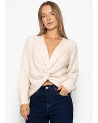 SassyClassy - Strickpullover Strickpullover Mit Knotendetail Für Damen Wendbarer Pullover Mit Raglanärmel Offwhite Braun - Lyst