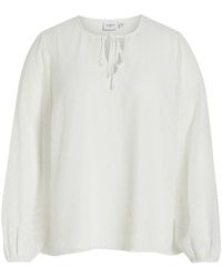 Vila - Blusenshirt Plus Size Blusen Shirt Top mit Design Ballonärmeln 6816 in Weiß - Lyst