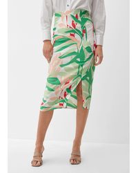 S.oliver - Maxirock Midi-Rock mit Allover-Print Ziernaht - Lyst