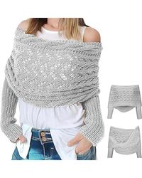 autolock - Strickponcho Multifunktionaler Schal mit Ärmeln,Gestrickter Zopf-Wickel - Lyst