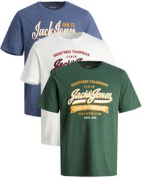 Jack & Jones - Print-Shirt (Spar Set, 3er-Pack) Shirts mit Printaufdruck aus Baumwolle - Lyst