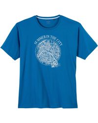 RAGMAN - Rundhalsshirt T-Shirt blau modischer Frontprint Übergröße - Lyst