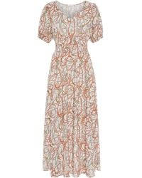 Lascana - Maxikleid mit Alloverdruck und V-Ausschnitt, Sommerkleid, Strandkleid - Lyst