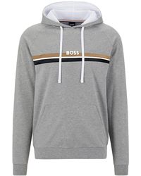 BOSS - Kapuzensweatshirt Authentic Hoodie mit Streifen und Logo-Schriftzug - Lyst