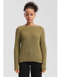 QS - Longpullover Strickpullover Melierter Strickpullover Mit Raglanärmeln - Lyst
