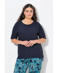 Ulla Popken - Tunika Bluse Leinenoptik Oversized Tellerkragen Halbarm - Lyst