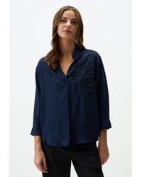 Jimmy Key - Shirtbluse Bestickt Dunkelblau Hemd - Lyst