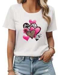 PYL - Print- Sommer Kurzarm T-shirt mit Herz Ausgefallene Druck - Lyst