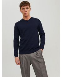 Jack & Jones - V-Ausschnitt-Pullover Jjebasic Knit V-Neck Noos Baumwolle, Normal Geschnitten - Lyst