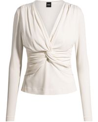 BOSS - Blusentop Langarmshirt mit Twist-Front Eulori - Lyst