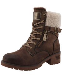 Tom Tailor - Winterstiefelette Blockabsatz, Winterboots, Schnürboots Mit Fellimitat Am Schaftrand - Lyst