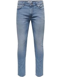 Only & Sons - Slim Fit Jeans Basic Hose Stoned Washed Denim Pants ONSLOOM 5615 in Hellblau - Lyst