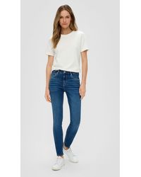 S.oliver - 5-Pocket- Jeans Izabell / Fit / Mid Rise / Skinny Leg Leder-Patch, Waschung - Lyst
