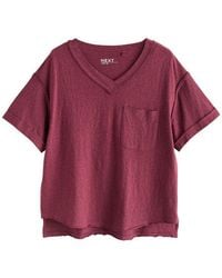 Next - V-Shirt Kurzarm-T-Shirt Mit V-Ausschnitt Und Leinenoptik (1-Tlg) - Lyst